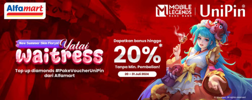 Dapatkan Floryn New Summer Skin dan Bonus hingga 20%  UniPin Credits! Top Up dengan Voucher UniPin dari Alfamart